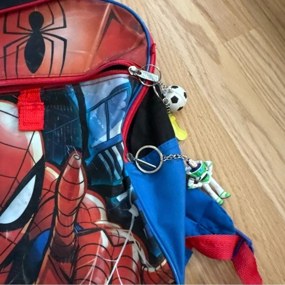 Spider-Man Kids Backpack Book Bag Mickey Disney Buzz Keychain Soccer Ball